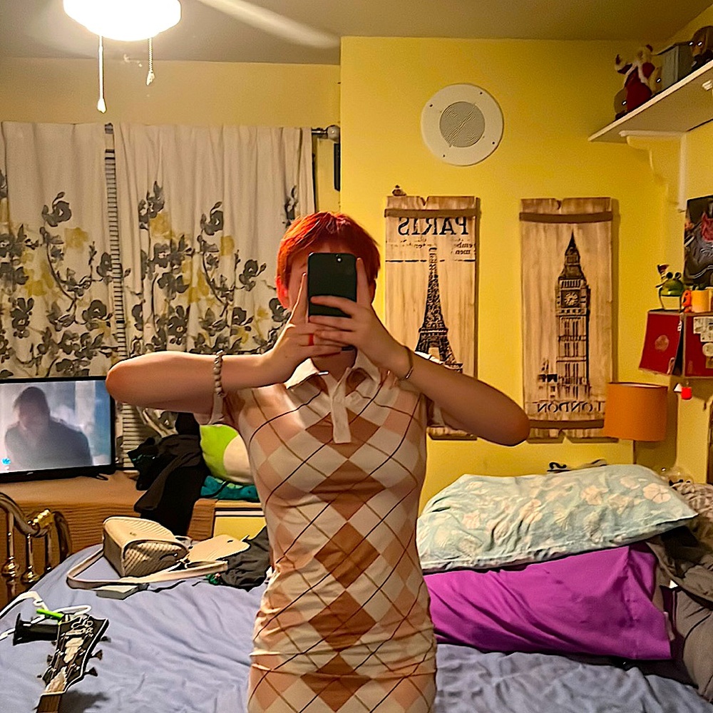 BROWN&WHITE T-SHIRT DRESS - Picture 3 of 3